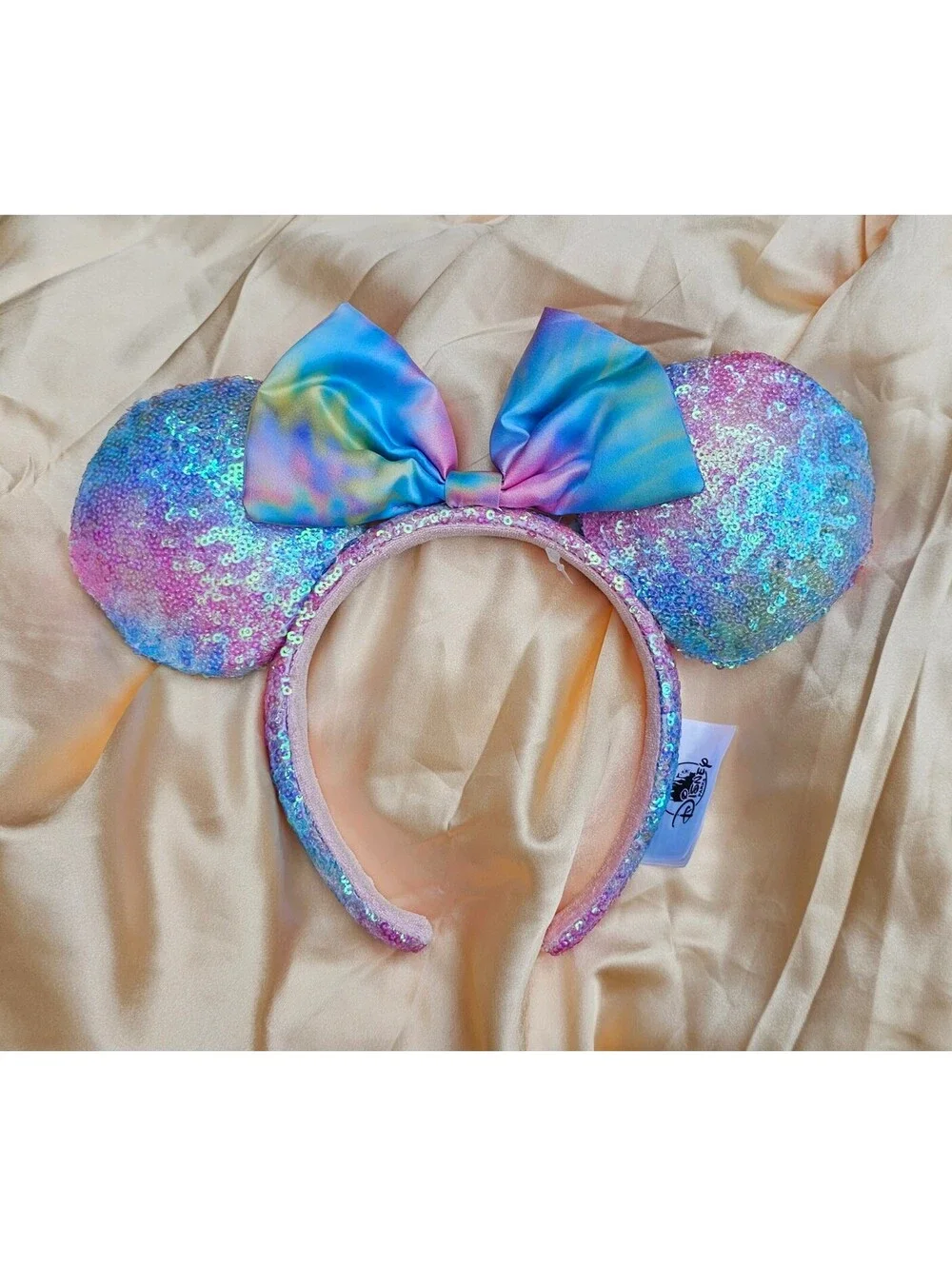 Pastel Tie Dye Blue Pink PurpleMinnie Mouse Ears Headband Sequin